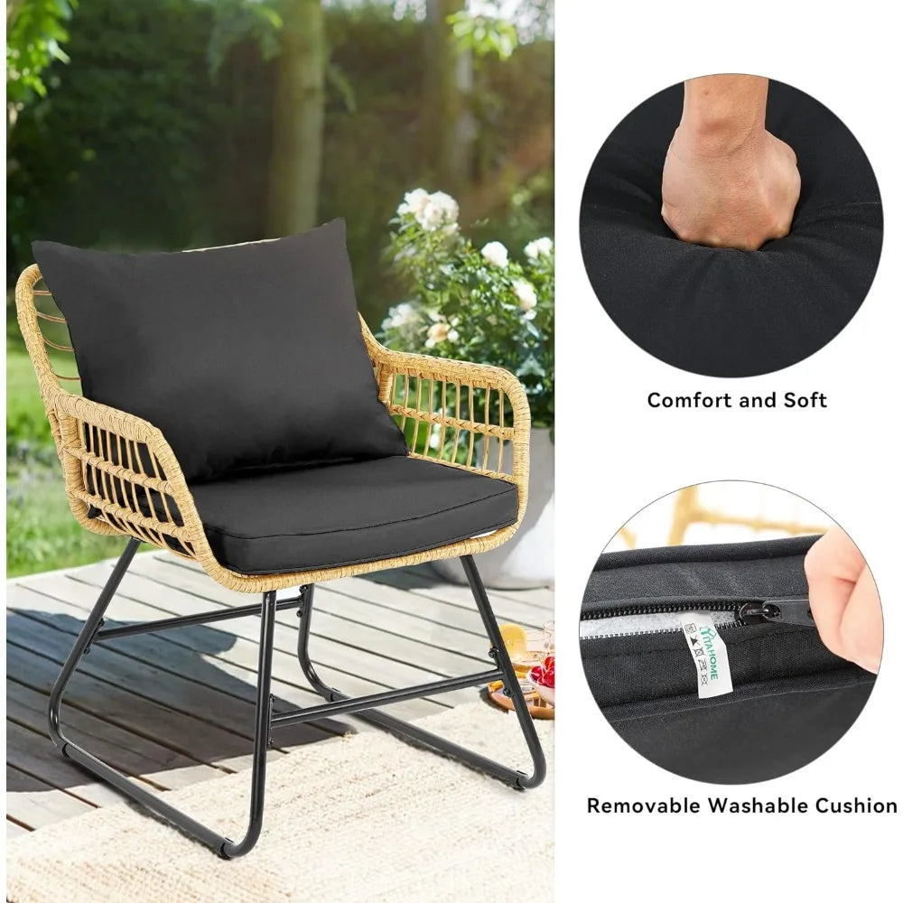 Suitable for Backyards Garden Furniture Set Balconies and Decks 4 Piece Patio Furniture Wicker Outdoor Bistro Set Sets Chairs