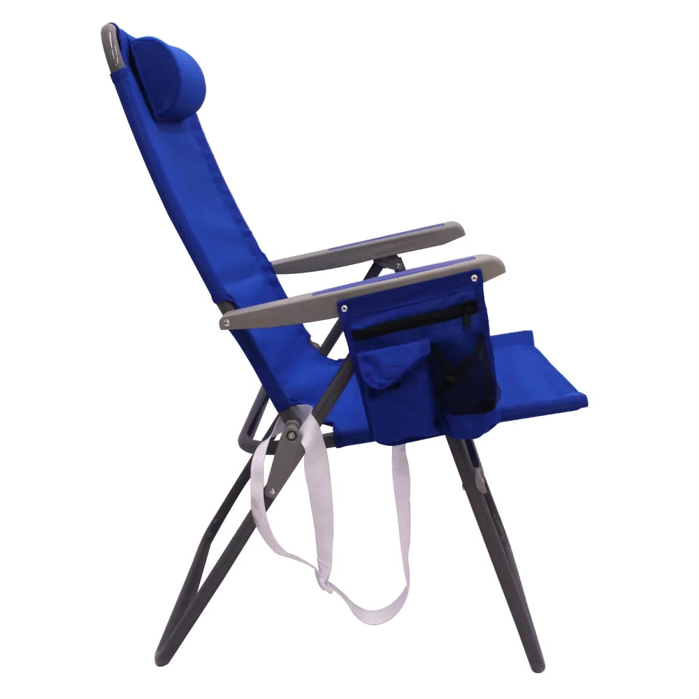 2-Pack Blue Beach Chairs, Recline in 4 Positions, Oversized and Comfortable, Perfect for Lounging at the Pool