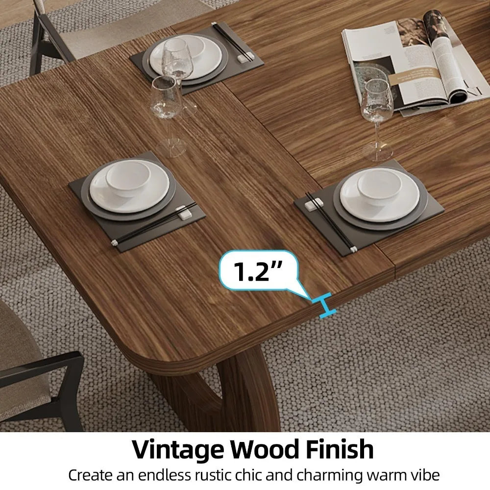 2024 New Farmhouse Dining Table for 4 To 6 People,  Wood Rectangular Dining Room Table for Dinner Kitchen Living Room