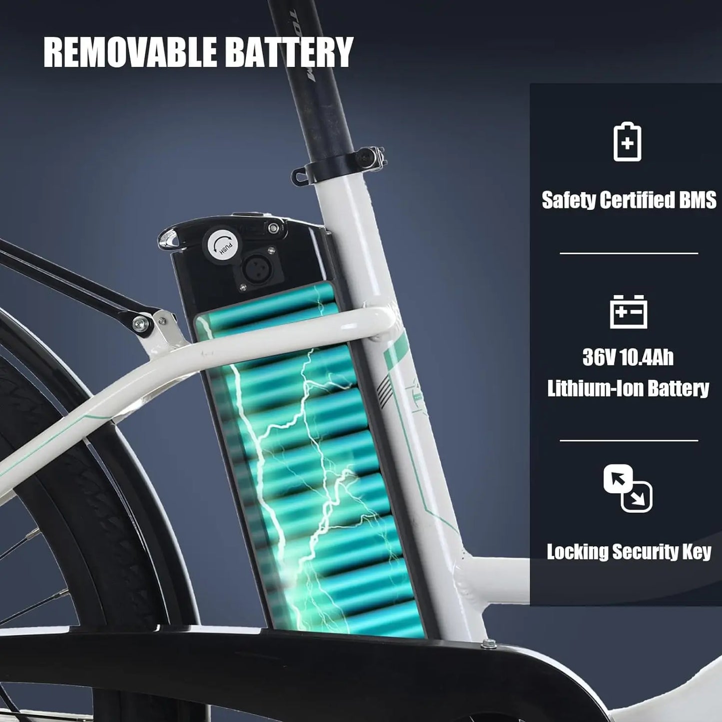 Totem Skyline Electric Bike for Adults 350W Motor 36V 10.4Ah Battery Electric Cruiser Bike Shimano 7-Speed City Commuter Ebike