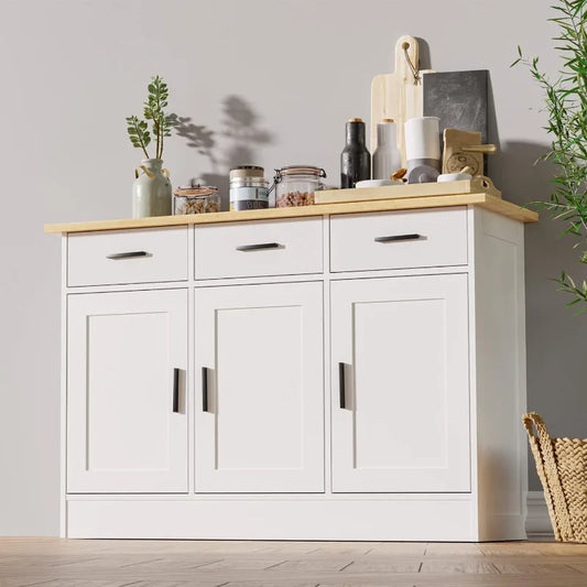 Kitchen Buffet Cabinet, Kitchen Storage Cabinet with 3 Doors and 3 Drawers, Accent Buffet Sideboard for Kitchen and Living Room